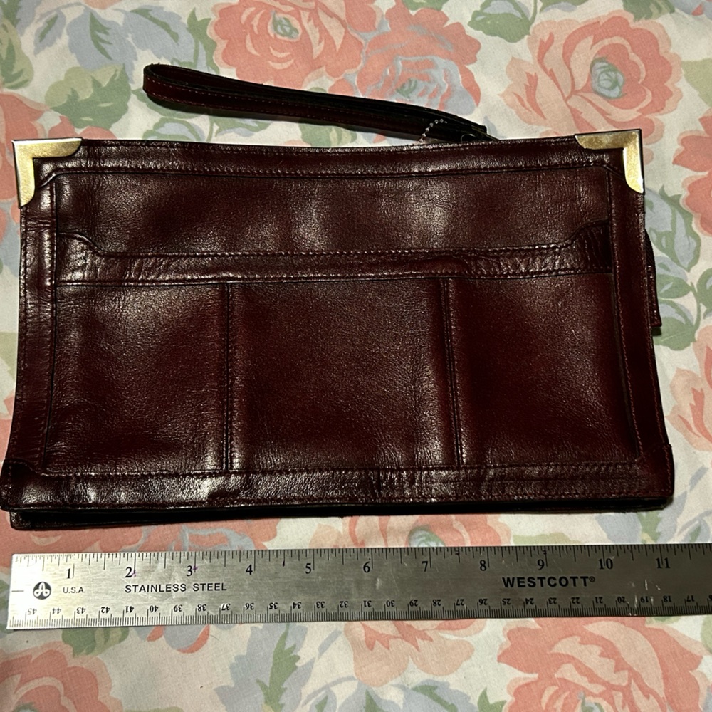 Vintage Berman’s leather clutch dark burgundy. Amazing condition. Made in Korea.
